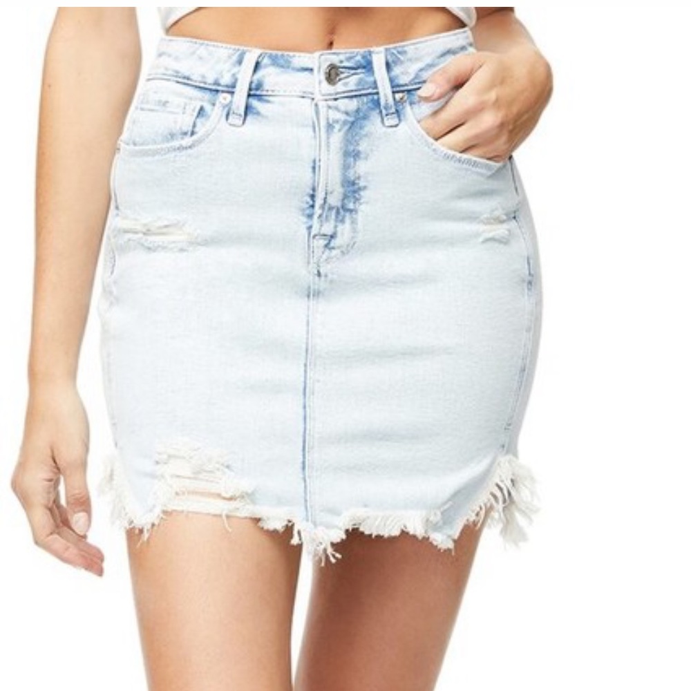 Good American Bombshell Denim Distressed Skirt